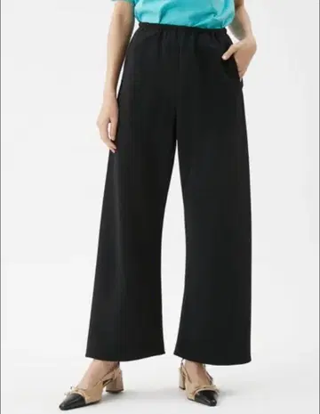 미라 오웬 허리밴딩 이지 와이드 팬츠 블랙 사이즈 0