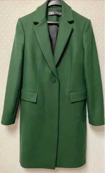ZARA 울 코트 체스터 코트 그린 짙은 녹색 MANTECO