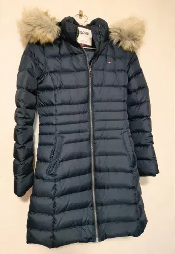 새상품급 힐피거 데님 네이비 다운 코트 S 타미힐피거
