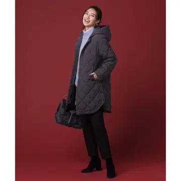 UNFILO x TAION 2WAY 퀼팅 다운 코트 차콜s