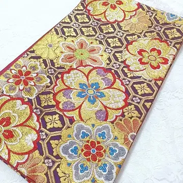 LULU115 후쿠로 오비 보라색 꽃무늬