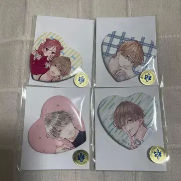 불가항력의 ILOVEYOU 복권 메이트 E상 하트형 캔뱃지 4개 세트