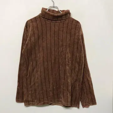 90s 레트로 Plevo 구제 의류 터틀넥 벨로아 티셔츠 상의