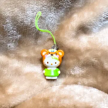 레어 헬로키티 x 타마쿠마짱 마킨 핸드폰 스트랩 끈 황록색