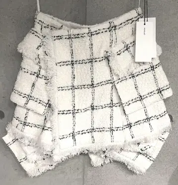 sacai 사카이 스커트 화이트 블랙 트위드 랩 스커트