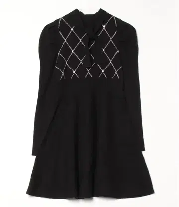 모티브 패턴 니트 미니 원피스