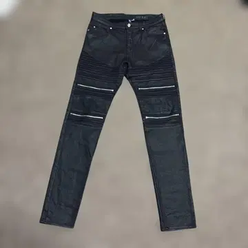 바이커 스타일 스키니 팬츠 블랙 코팅 가공 지퍼 악센트 H&M