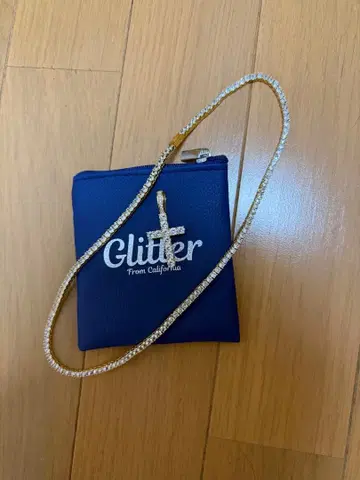 Glitter 크로스 목걸이 골드