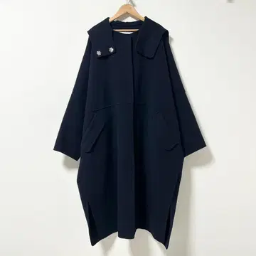 르쉘블루 후드 오버코트 네이비