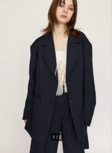 SLY 오버사이즈 스트라이프 자켓 네이비
