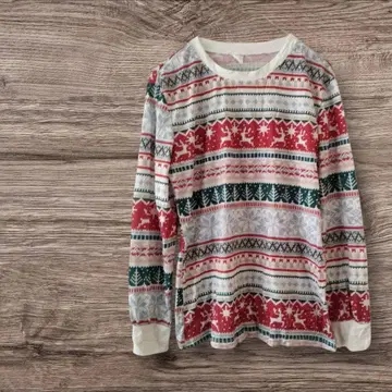 1개 한정 크리스마스 패턴 긴팔 티셔츠 [S] 상의 올 패턴