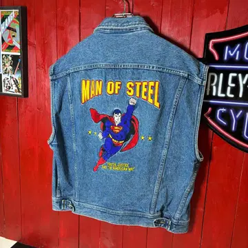 DC 코믹스 슈퍼맨 자수 데님 베스트