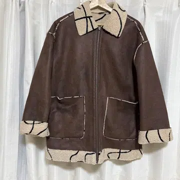 로리즈팜 리버서블 보아 ZIP 블루종 브라운