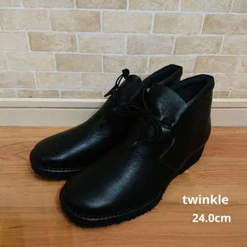 새상품 twinkle 트윙클 천연 가죽 숏부츠 부츠 블랙 일본제