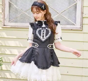 LIZLISA 하트 에이프런 원피스 블랙 정품