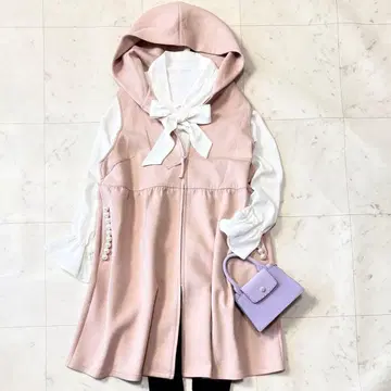 새상품급 로즈 티아라 빅 사이즈 46 세탁 가능 펄 후드 롱베스트 4L