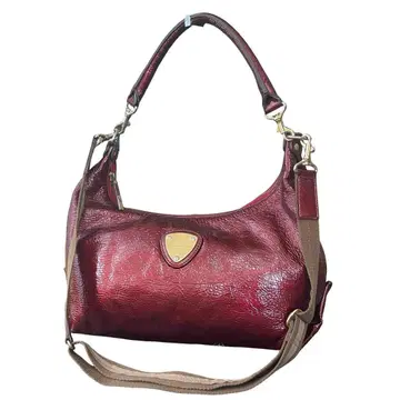 새상품급 아타오 민트 2way 숄더백 에나멜 가죽 보르도 빨간색