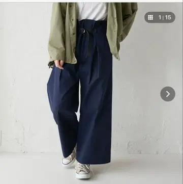 숲의 학교 허리 벨트 포함 와이드 베이커 팬츠