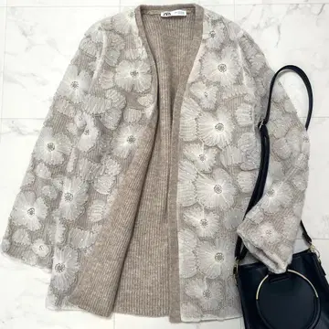 컨디션 최상 ZARA 대비 모조 진주 니트 코트 가디건 S