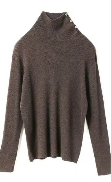 mizuiro ind 버튼 부착 리브 하이넥 풀오버 브라운