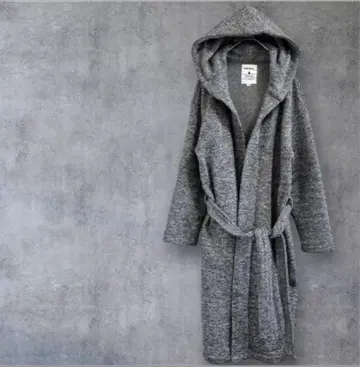 니코앤드 가운 코트 롱 기장 헤링본 허리 리본