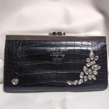 ADMJ 가마구치 크로커다일 패턴 크리스탈 비쥬 장지갑