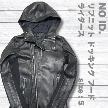 새상품급 NO ID. 양가죽 리브 니트 도킹 후드 라이더 블랙 S