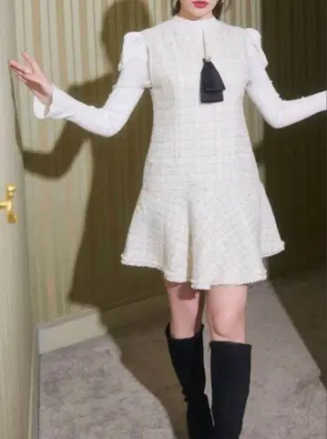 Herlipto Victoria Tweed Jumper Dress S