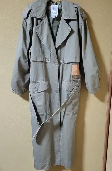 카키 트렌치코트 롱 기장