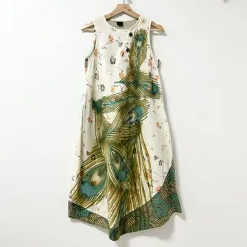 새상품급 YOKANG  롱 원피스 슬리브리스 린넨