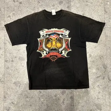 (귀 페이드) HARLEY-DAVIDSON T셔츠 L 블랙 양면 프린트