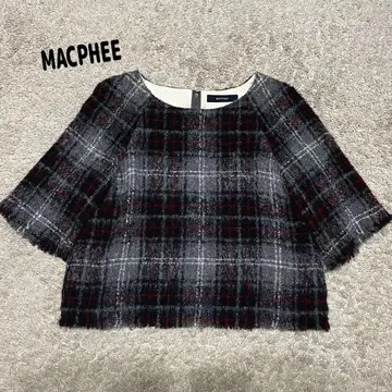 [ MACPHEE ] 맥피 알파카 울 체크 프린지 상의
