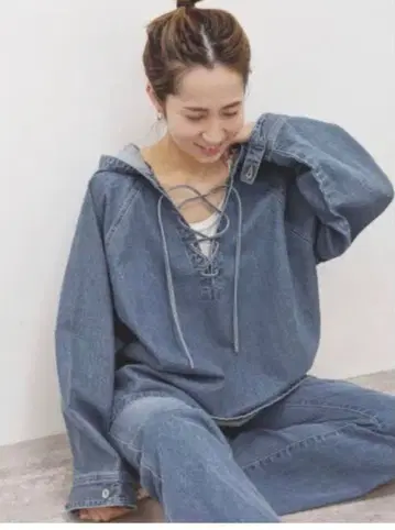 [새상품급] FRAMeWORK Lee 데님 레이스업 아노락 풀오버