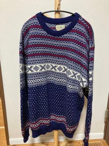 80s L.L.Bean 두툼한 페어아일 버즈아이 노르웨이 노르딕