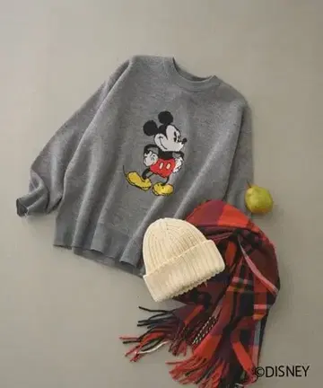 스튜디오 클립 MICKEY / 12G 자카드 니트 풀오버 그레이