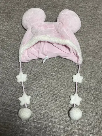 미키 귀 달린 핑크 모자