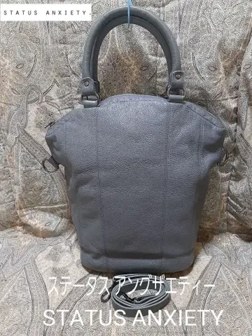 STATUS ANXIETY 2way/주름 천연 가죽/사선 숄더백