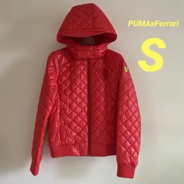 PUMA x 페라리 충전솜 퀼팅 자켓 후드 부착 빨간색