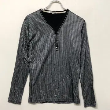 Y2K 구제 의류 별 참 지퍼 스트라이프 페이크 레이어드 상의