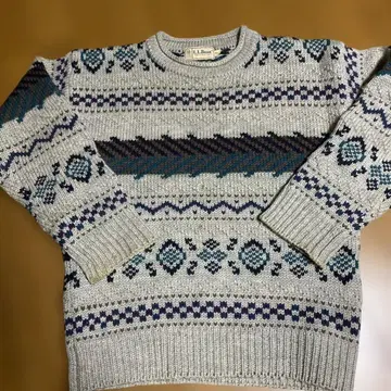 80s L.L.Bean 페어아일 패턴 롤넥 울 니트 스웨터 M