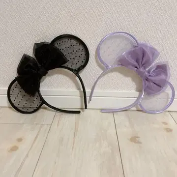 도트 무늬 리본 포함 미니 머리띠 2개 세트 디즈니