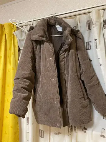 neuna 코듀로이 후드 부착 다운 자켓