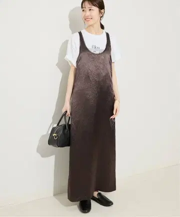 SLOBE IENA 리키드 새틴 탱크 원피스