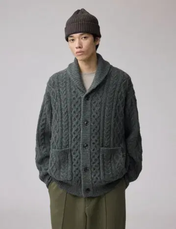 GU ENGINEEREDGARMENTS 케이블 숄카라 가디건