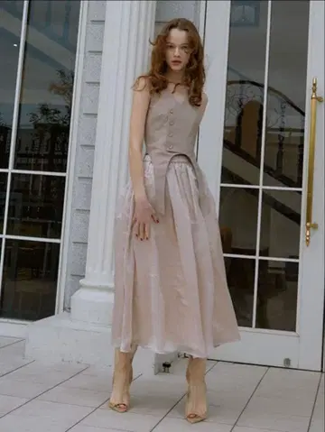 eimy istoire 베스트 with 오간자 스커트 핑크 베이지