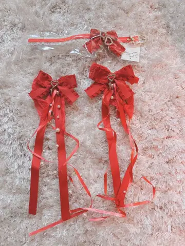 덕질 로지타 헤어 액세서리 팔찌 빨간색