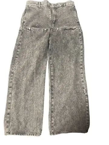 그레이 와이드 레그 데님 팬츠