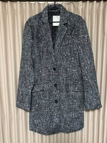 Growth by Grail 체스터 코트 블랙 화이트 트위드