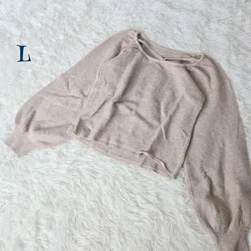 [빈티지] 벌룬 슬리브 스퀘어 넥 니트 L 무지 페미닌