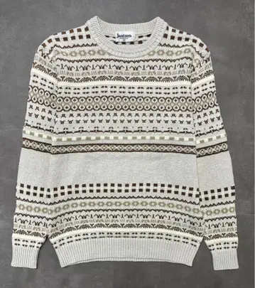 새상품급 얀센 올 패턴 페어아일 패턴 니트 스웨터 코튼 x 린넨 M